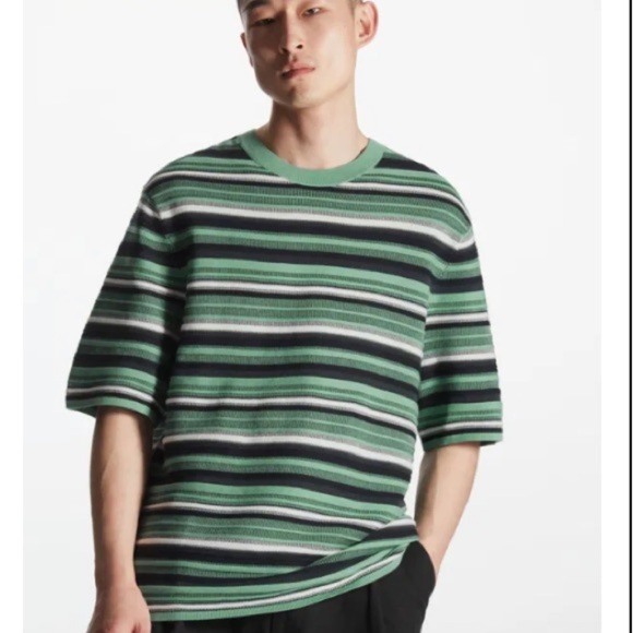 COS Jacquard Knit Cotton Stripe T-Shirt S - Picture 3 of 11